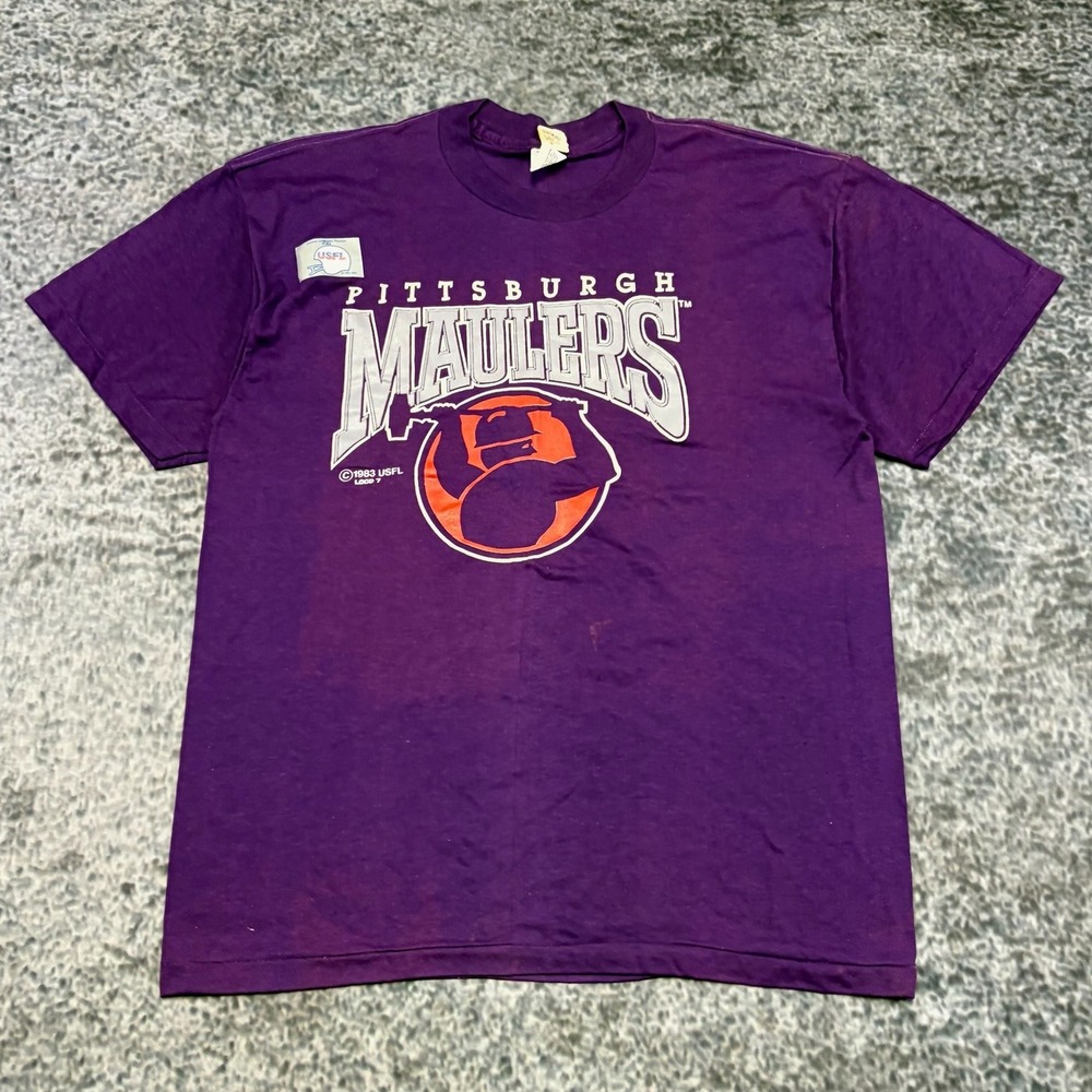 VTG Pittsburgh Maulers T Shirt USFL Mens XL Purple Sportswear Made In USA 1983